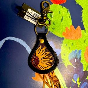Myra bag leather fringe sunflower keychain